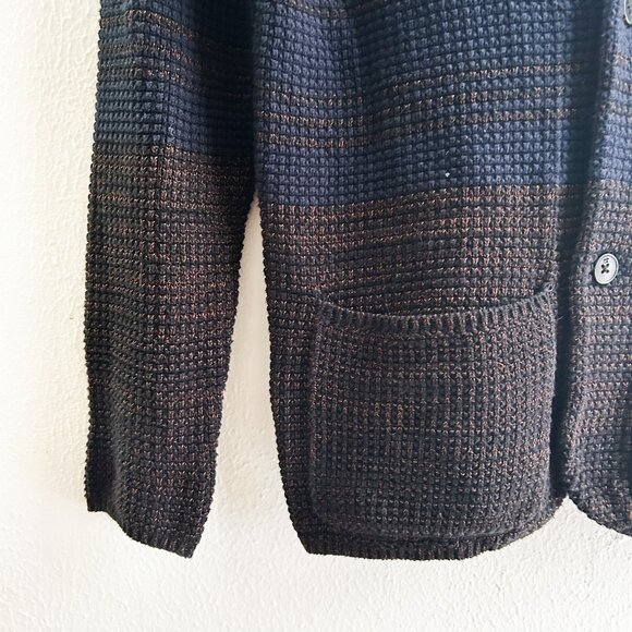 Scotch and Soda Amsterdam Couture Structured Waffle Knit Blazer in Navy/Brown - Picture 9 of 9